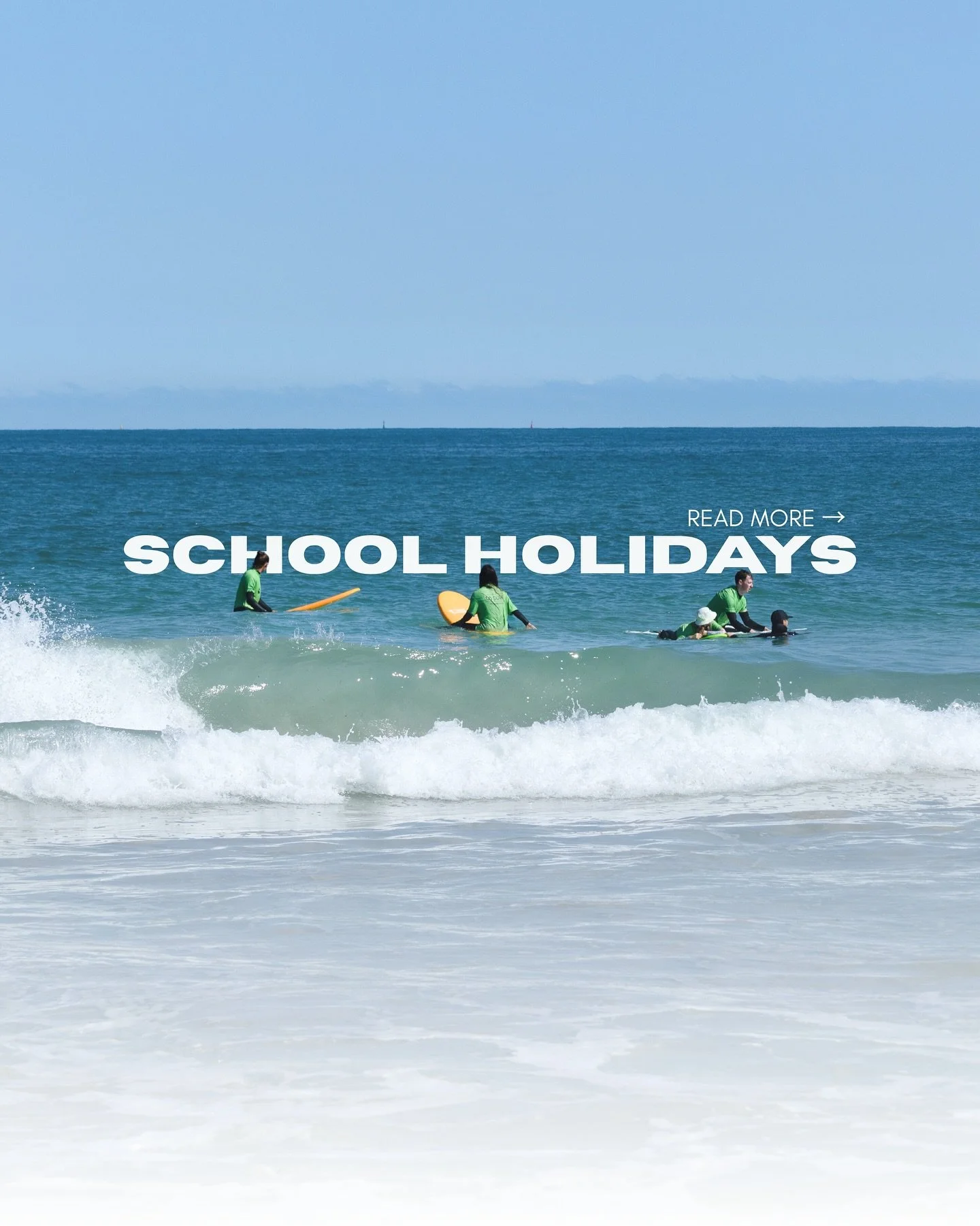 School Holidays are Here!🙌

During the school holidays period our lessons will be running at either Leighton Beach or Brighton Beach, Scarborough. 

We&rsquo;ll review the surf forecast daily to choose the best spot, and you&rsquo;ll be notified wit