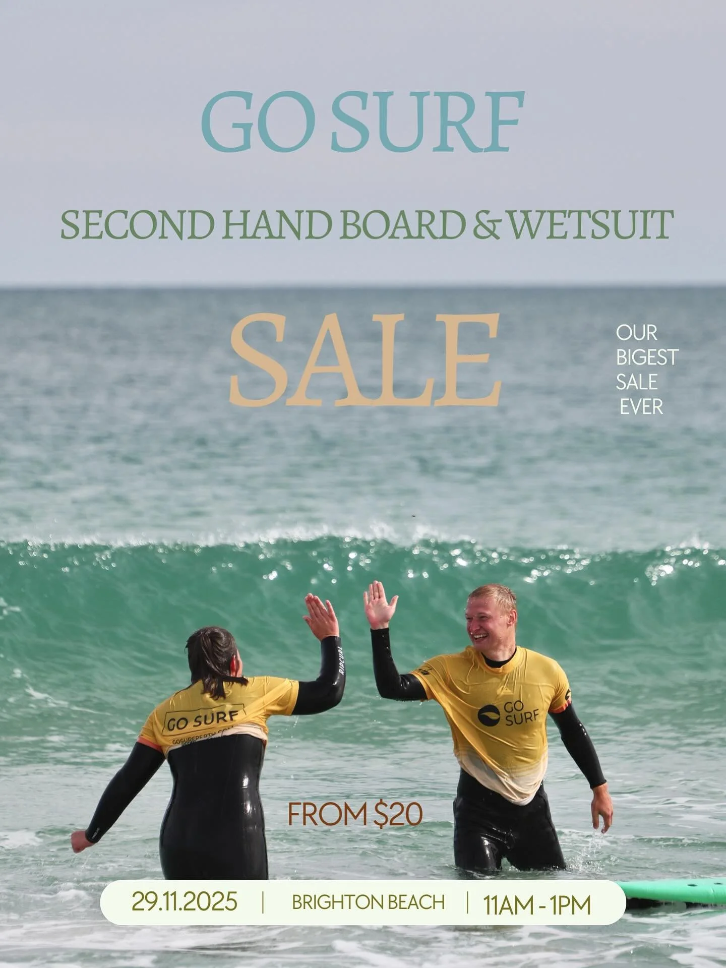 📣 GO SURF SECOND HAND BOARD &amp; WETSUIT SALE 📣

Christmas has come early🎅Come down to Go Surf this Saturday for our biggest second hand surfboard &amp; wetsuit sale!!

📍Location: Brighton Beach
📅 Date: Saturday 29th Nov
⏰ Time: 11am - 1pm

Bri
