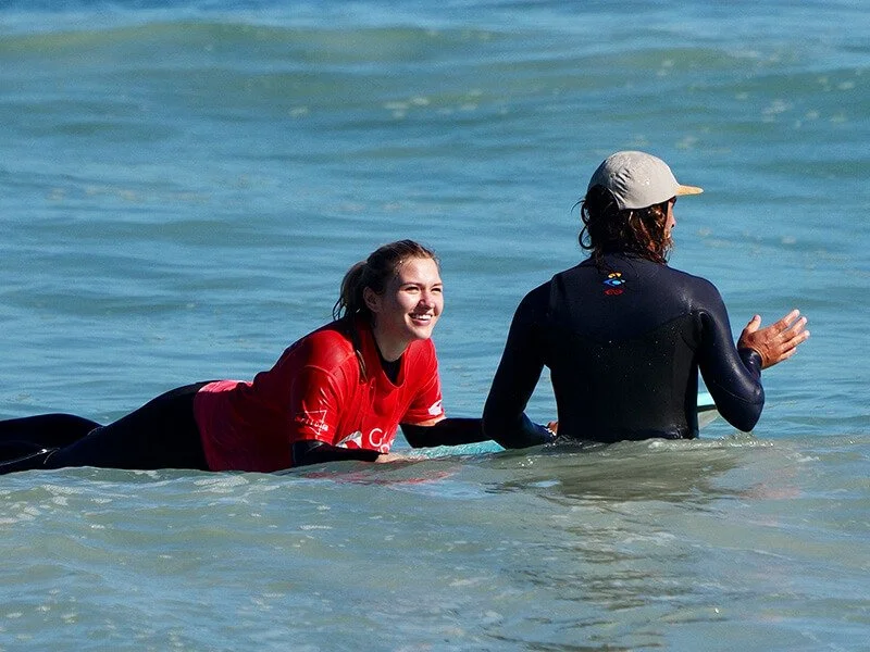 One-on-one beginner surf lesson at Leighton Beach Western Australia
