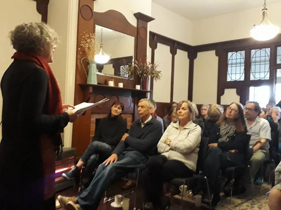 Josephine Clarke reads at OOTA's poetry afternoon.