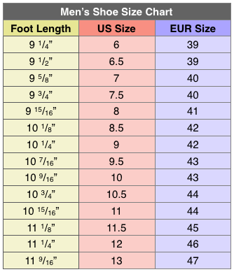 Feiyue Shoes Size Chart