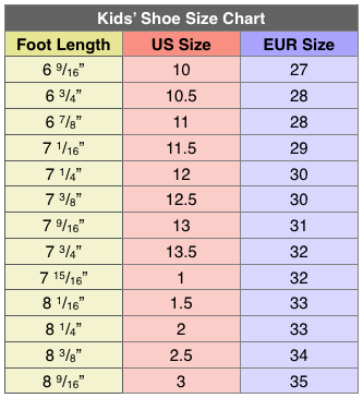 size 29 in us kid shoes