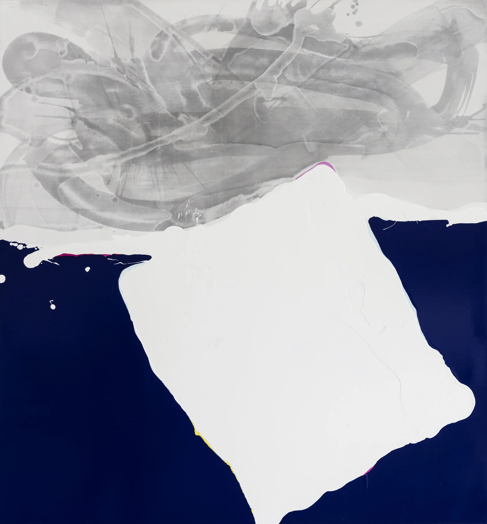Not Blue Skies I , 2017 India Ink, Acrylic & Household Gloss on Canvas 130 x 140 cm