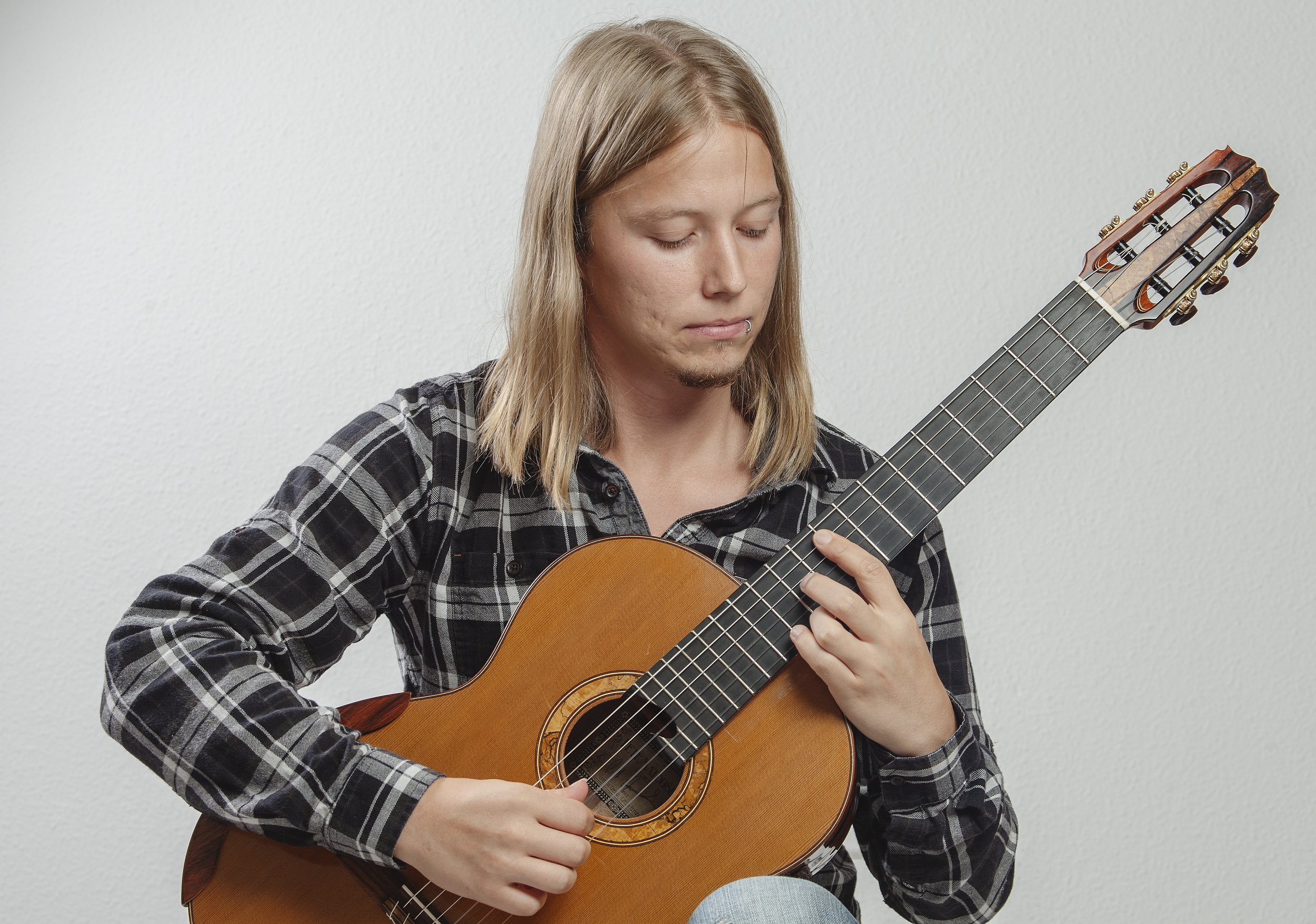 Guitar and grey background