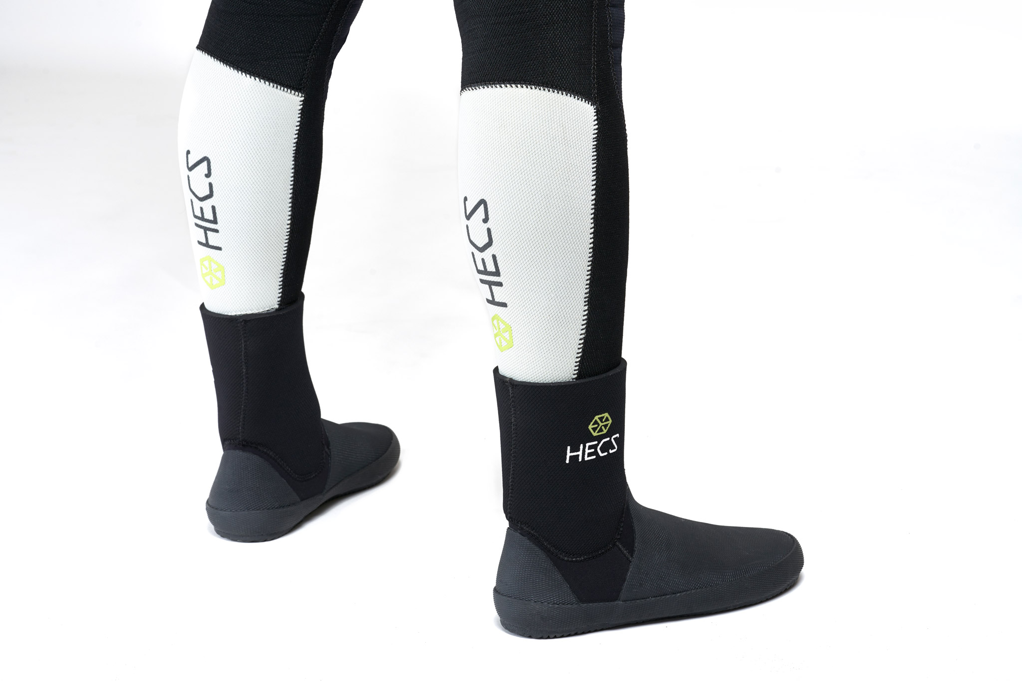 The HECS semi-dry scuba suit with soft-sole boots.