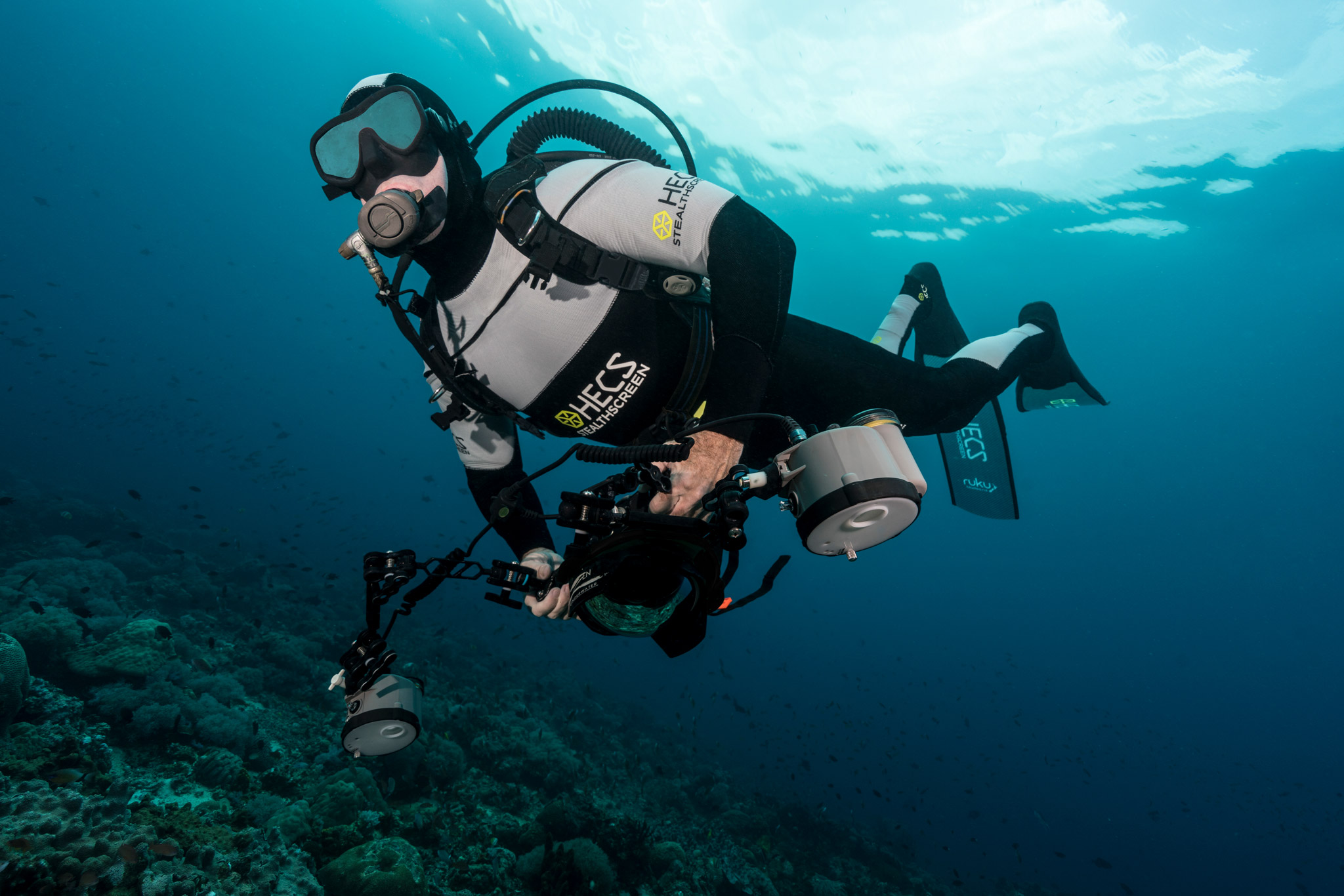  HECS semi-dry scuba suit against the surface.