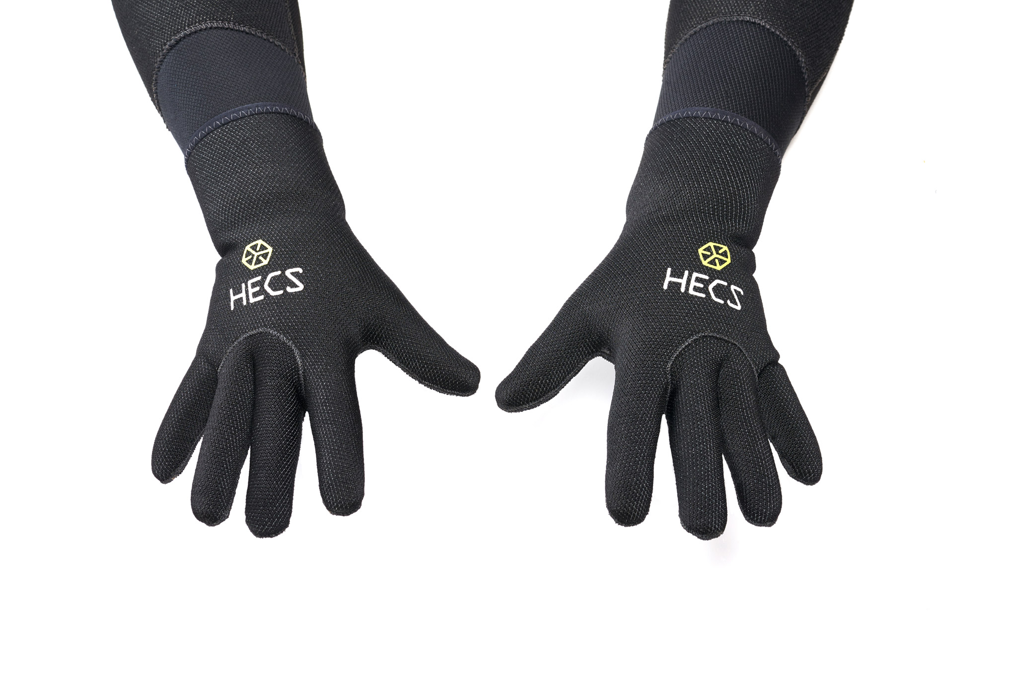 The HECS semi-dry scuba suit with gloves.