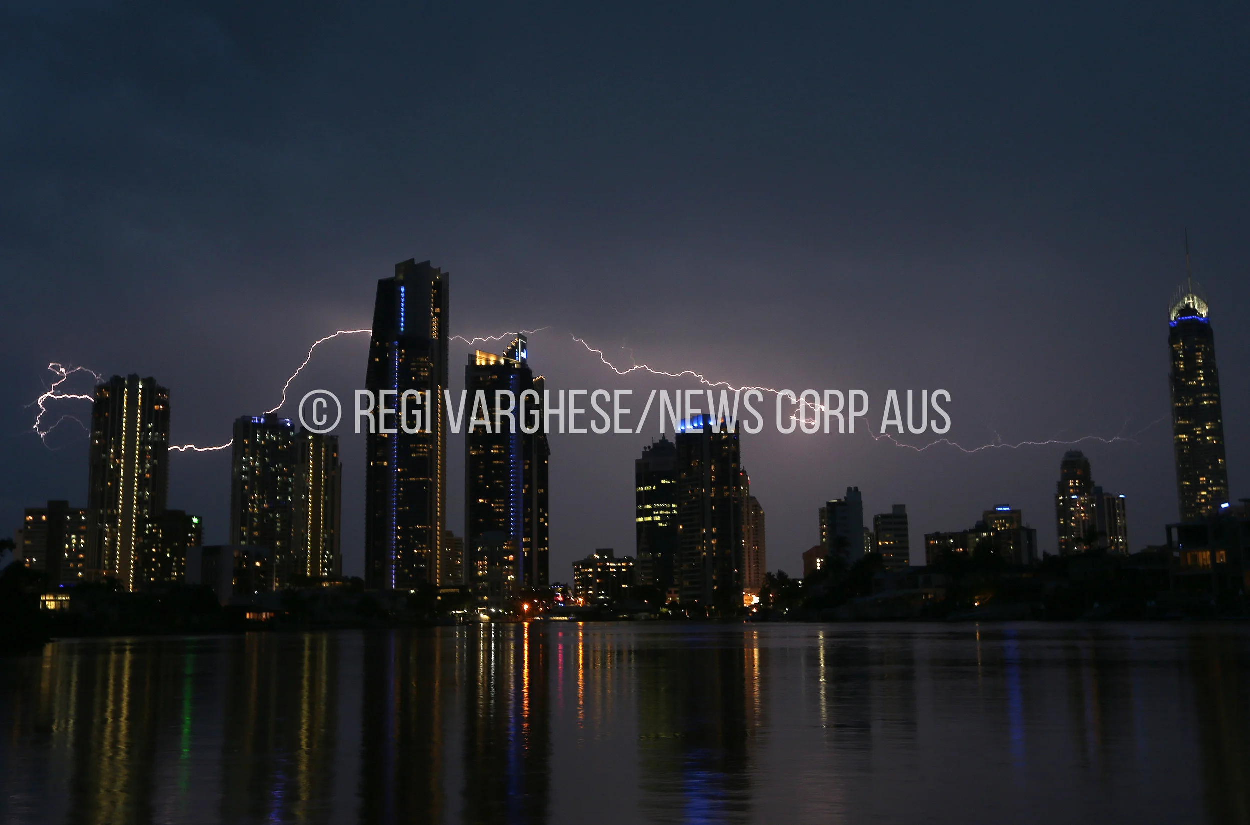 CHP_Export_99900831_Lightning strikes across the sky during a storm Gold Coast. Picture Regi Varghes.jpg