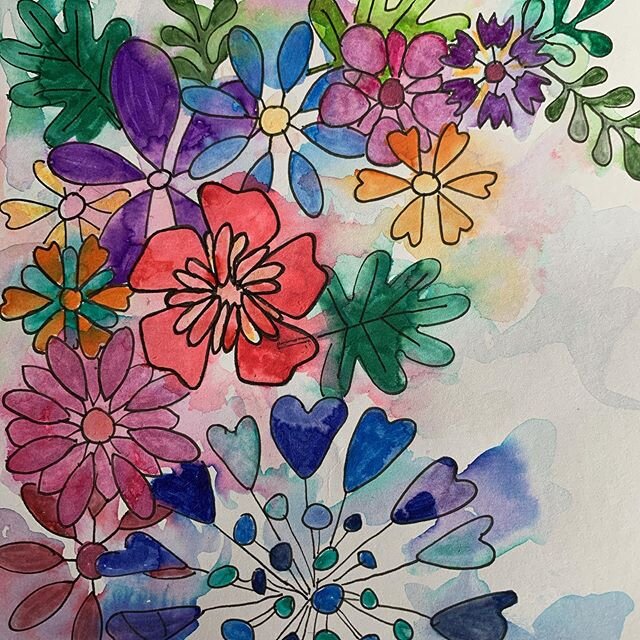 Creative morning, brush pens and water brush.

What are you up to this morning? 
#creativemornings 
#colourful
#stayhome 
#floralart 
#tryingsomethingdifferent 
#arty 
#