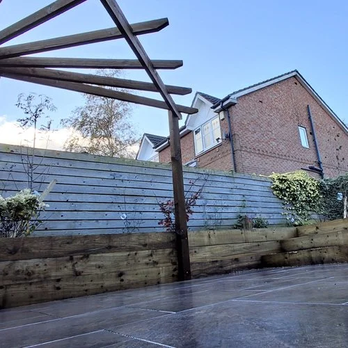 A complete garden makeover utilising the tiered space.