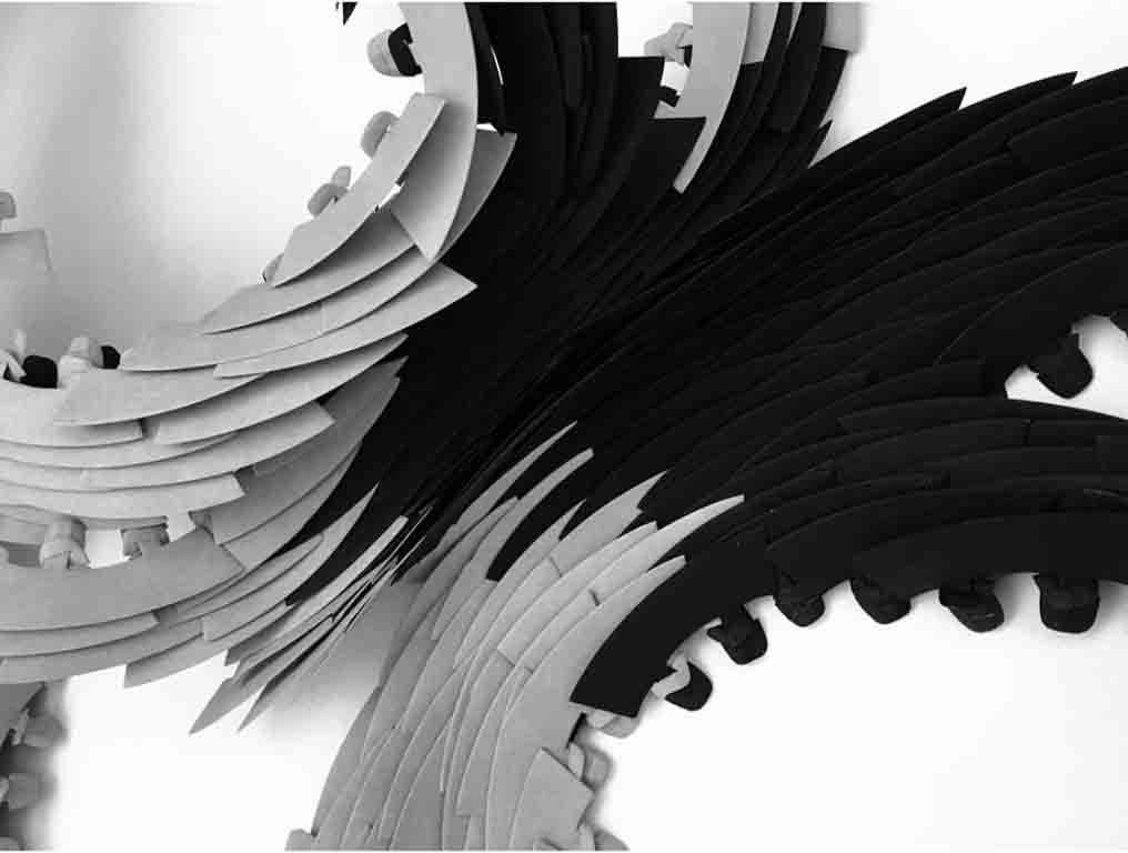 detail | die-cut hand linked sculpture DSMNY installation