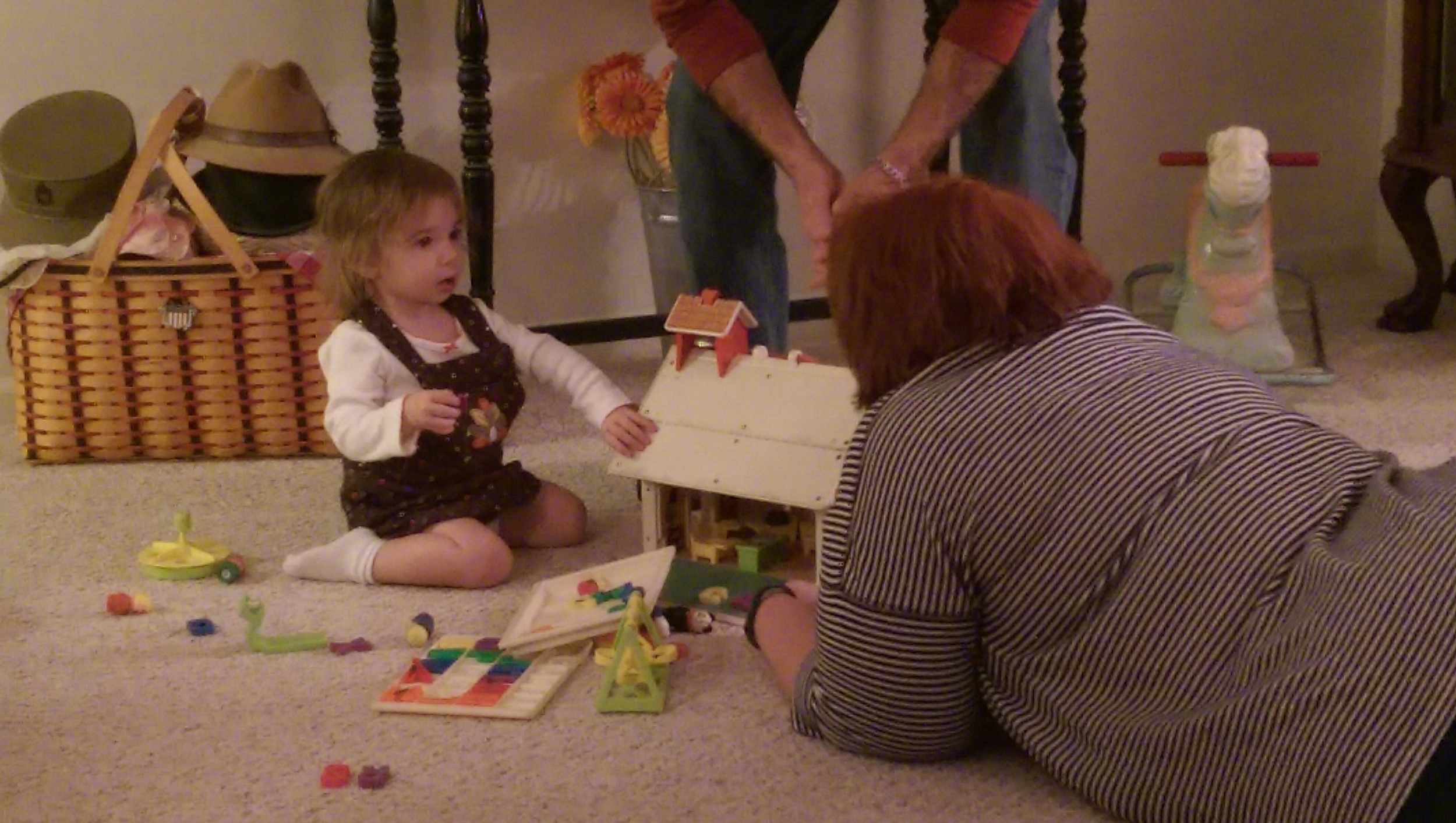 Cece and Aunt Carrie play schoolhouse