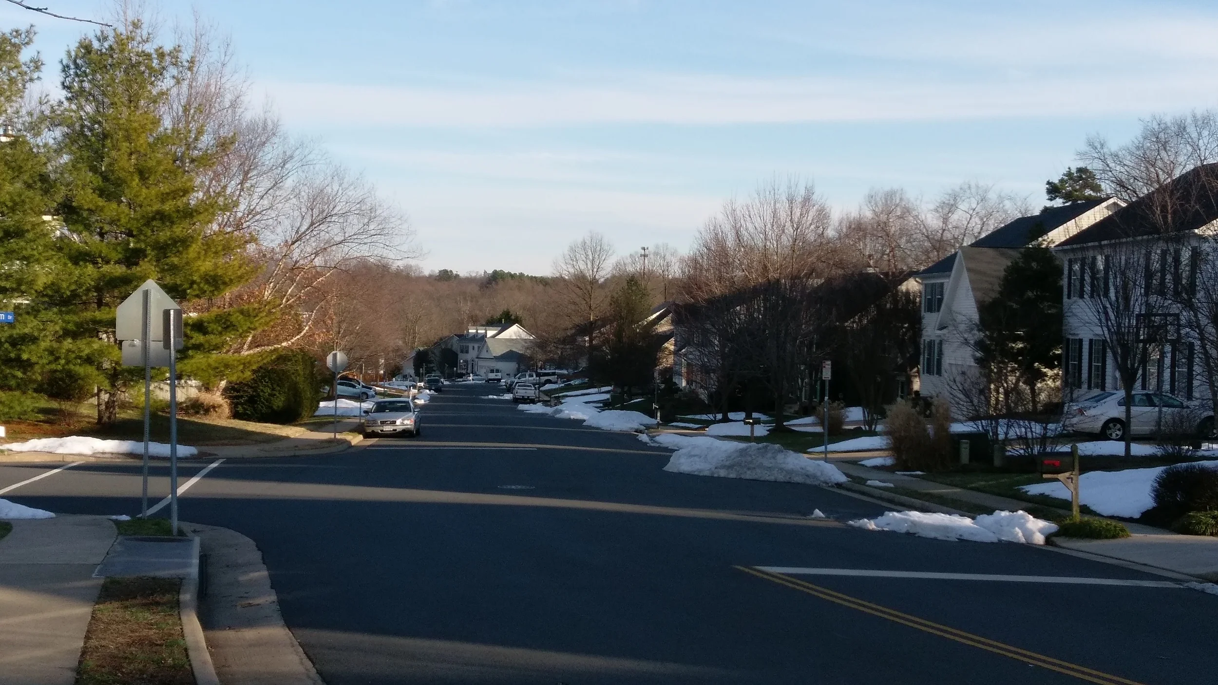 I just liked how the streets looked after my run. Quiet, calm, and still a bit snowy.