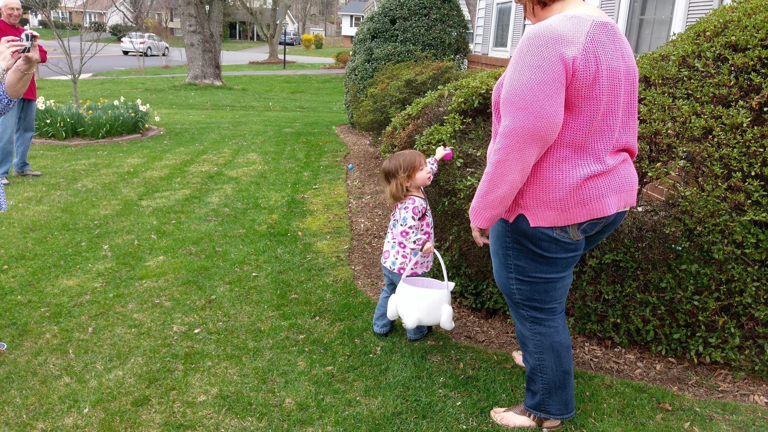 Hunting for eggs with Aunt Carrie