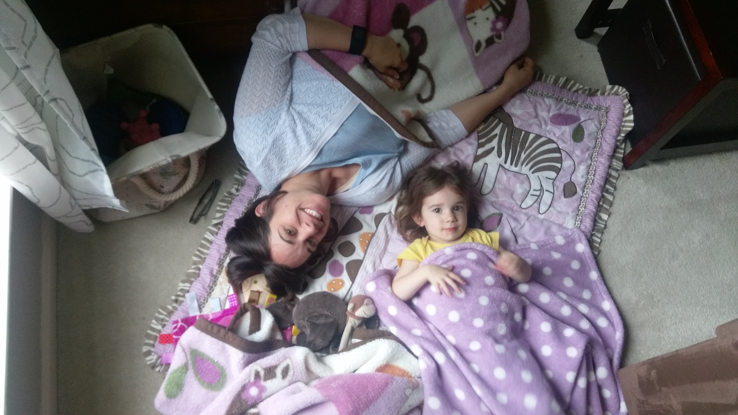Cece likes to play "night night" with all her buddies. Sometimes she even snuggles with them.