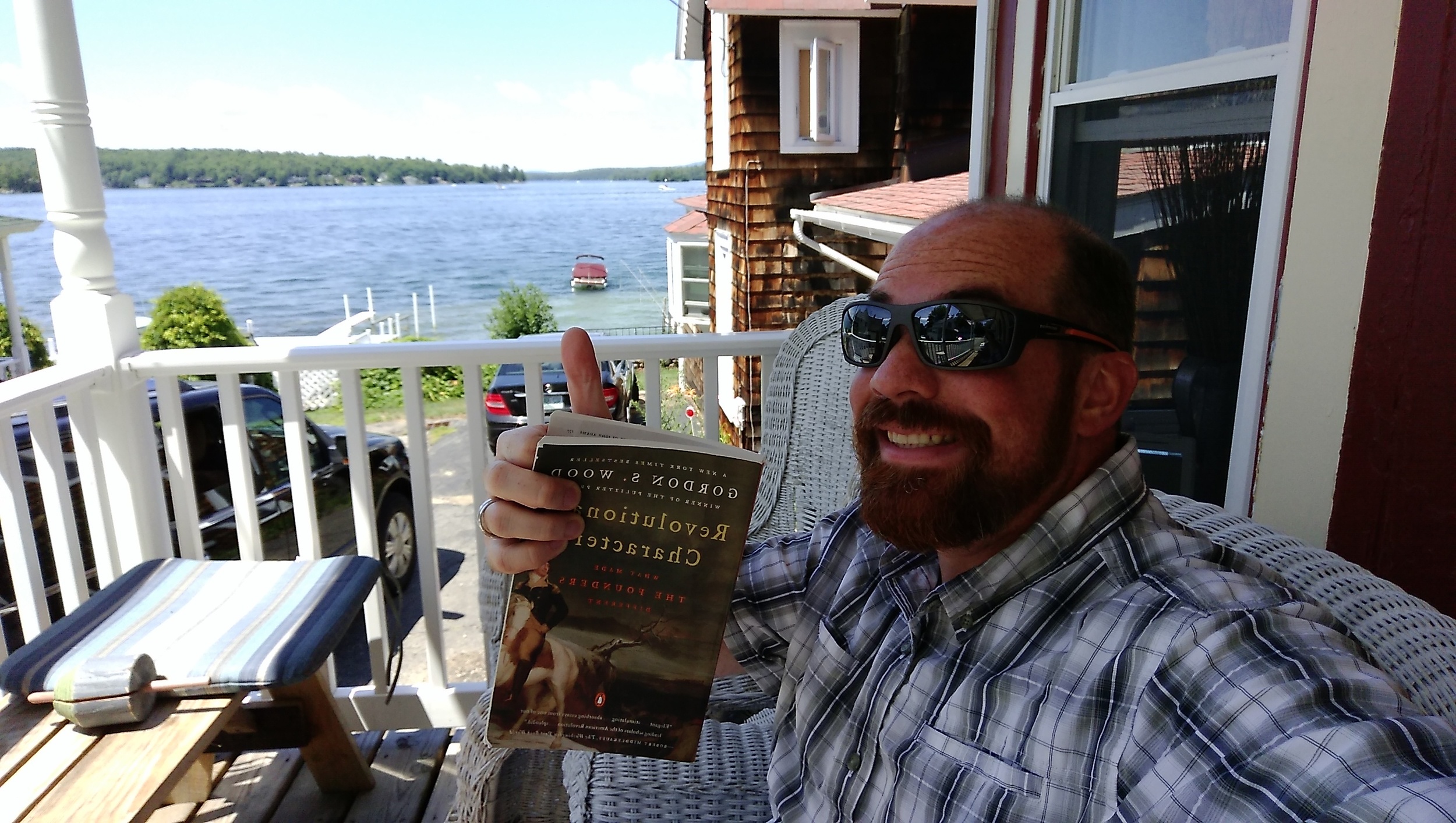 Reading on the deck