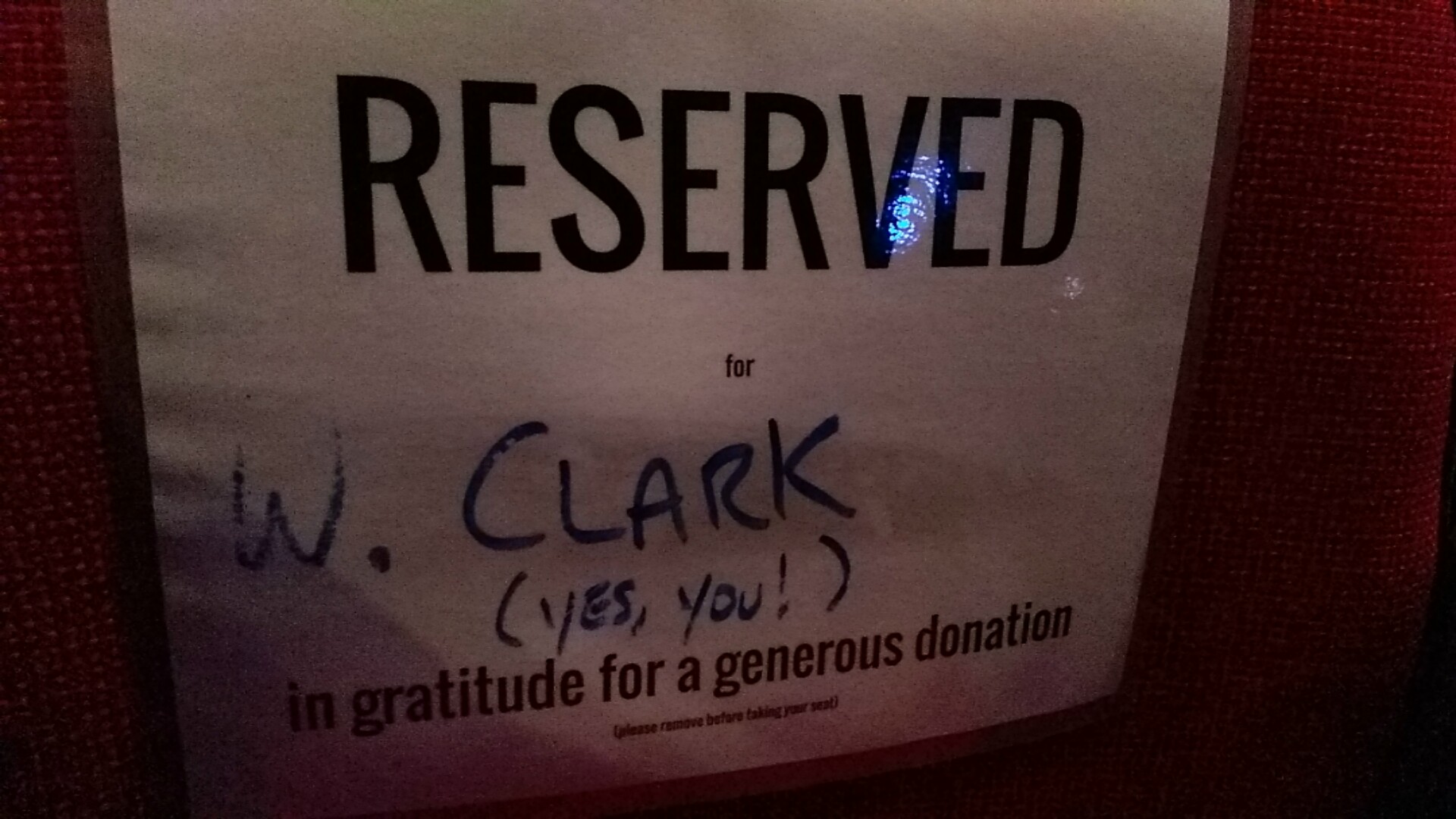 Reserved seats at the theatre