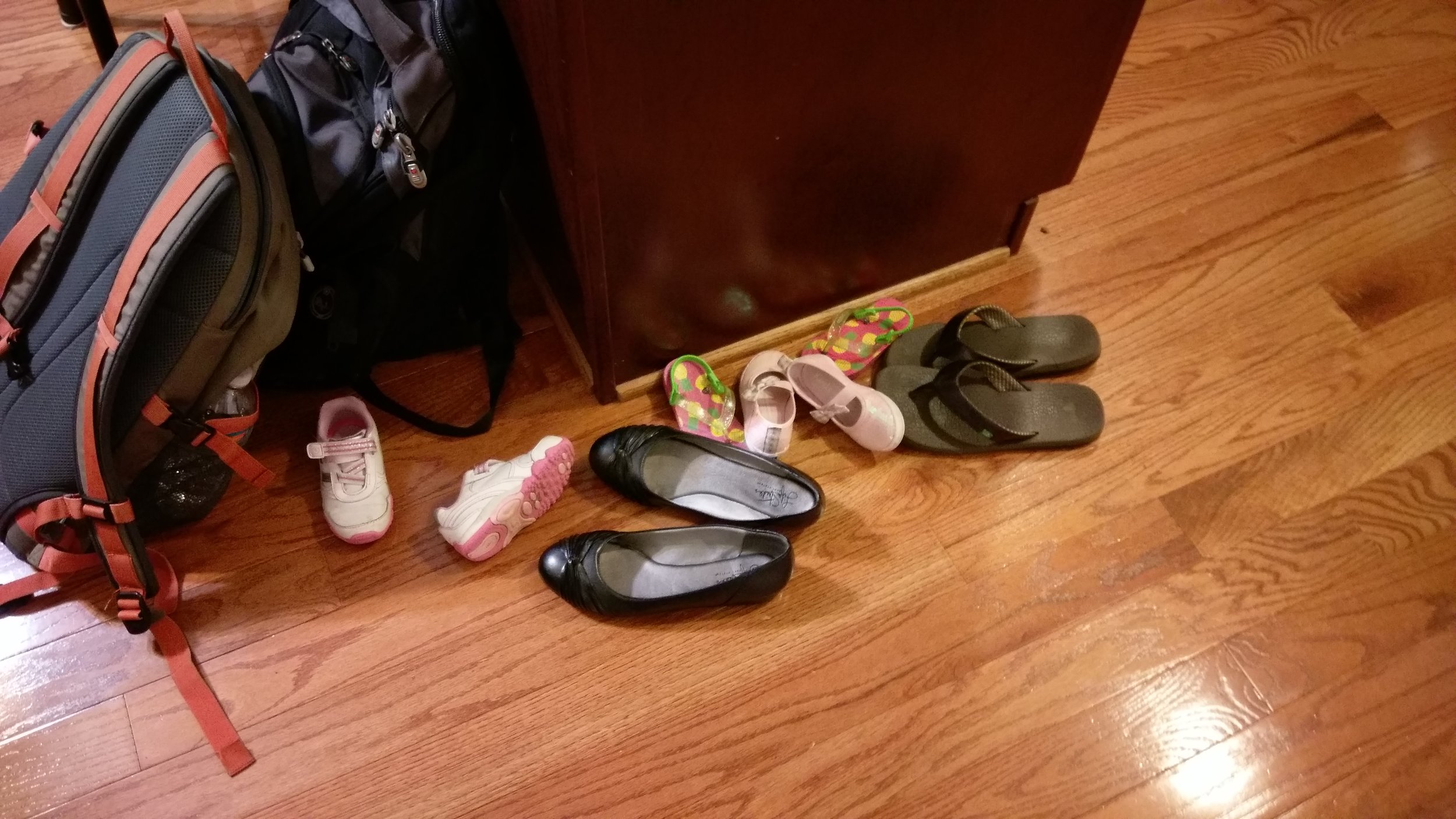 Cece and Rizzo keep a collection of shoes in the kitchen