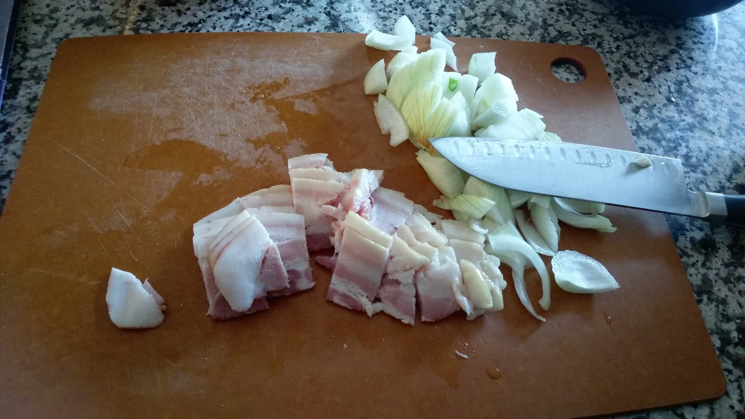 Onions and bacon to add to the brine