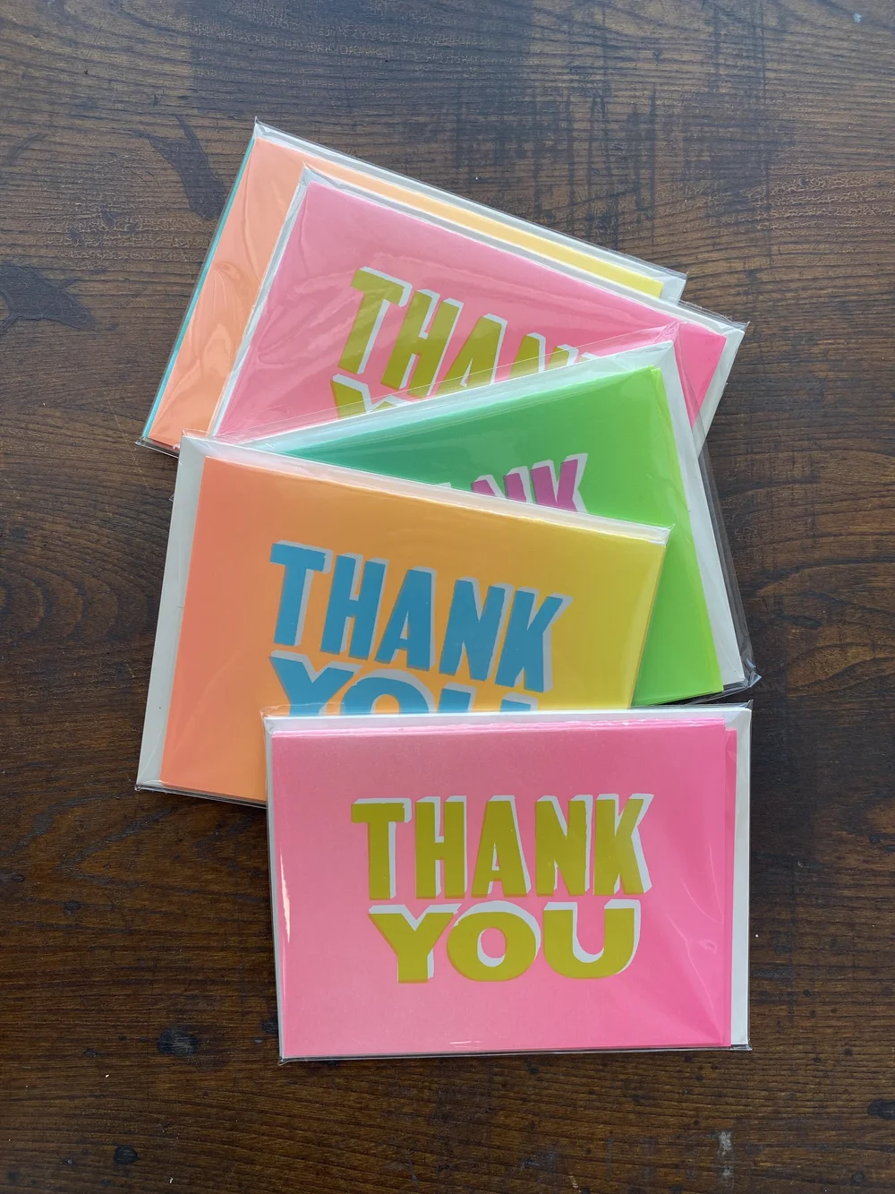 glowing with gratitude - letterpress thank you cards, blank inside, 4 pack  — cn