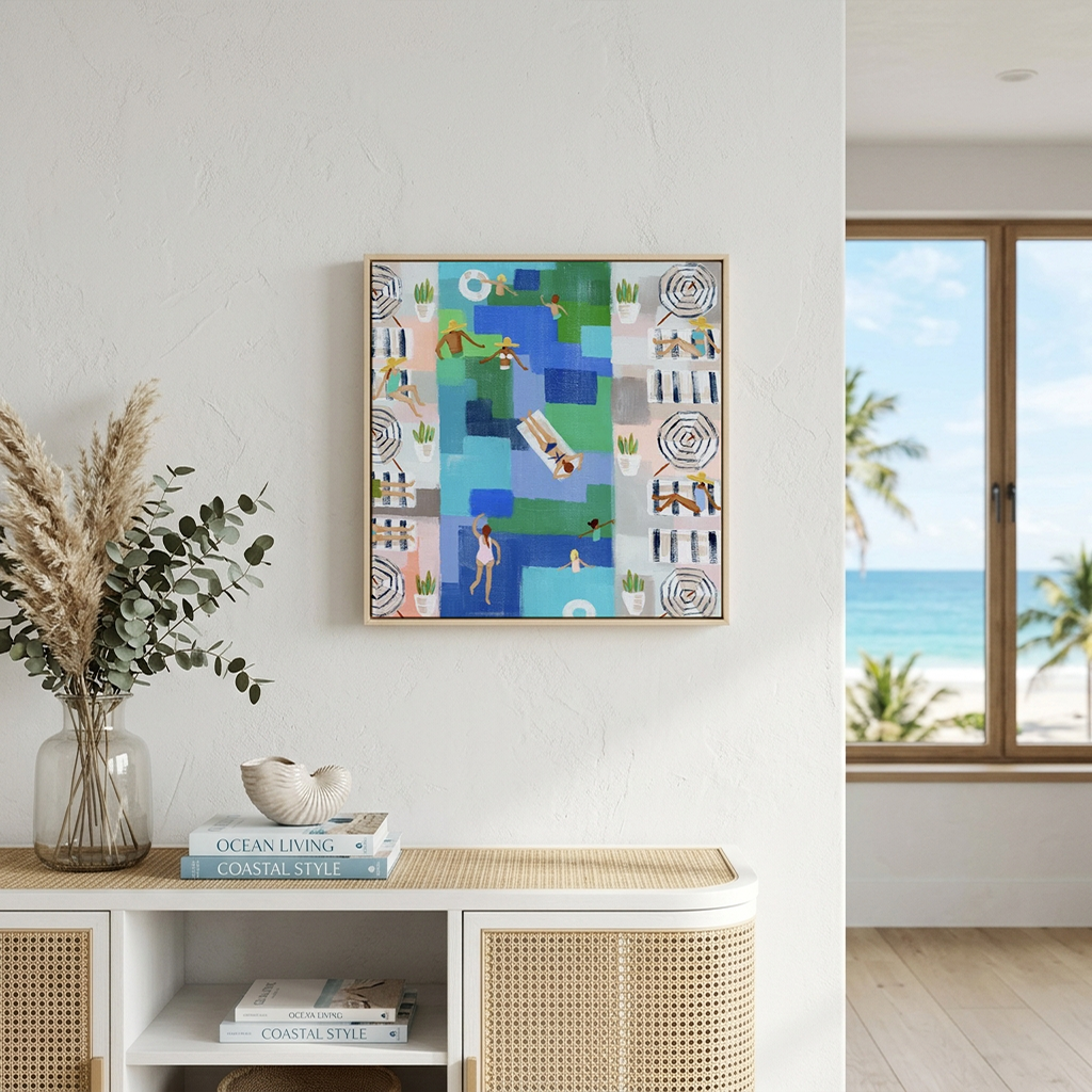 Hello Summer Green Pool Canvas Print Mockup.png
