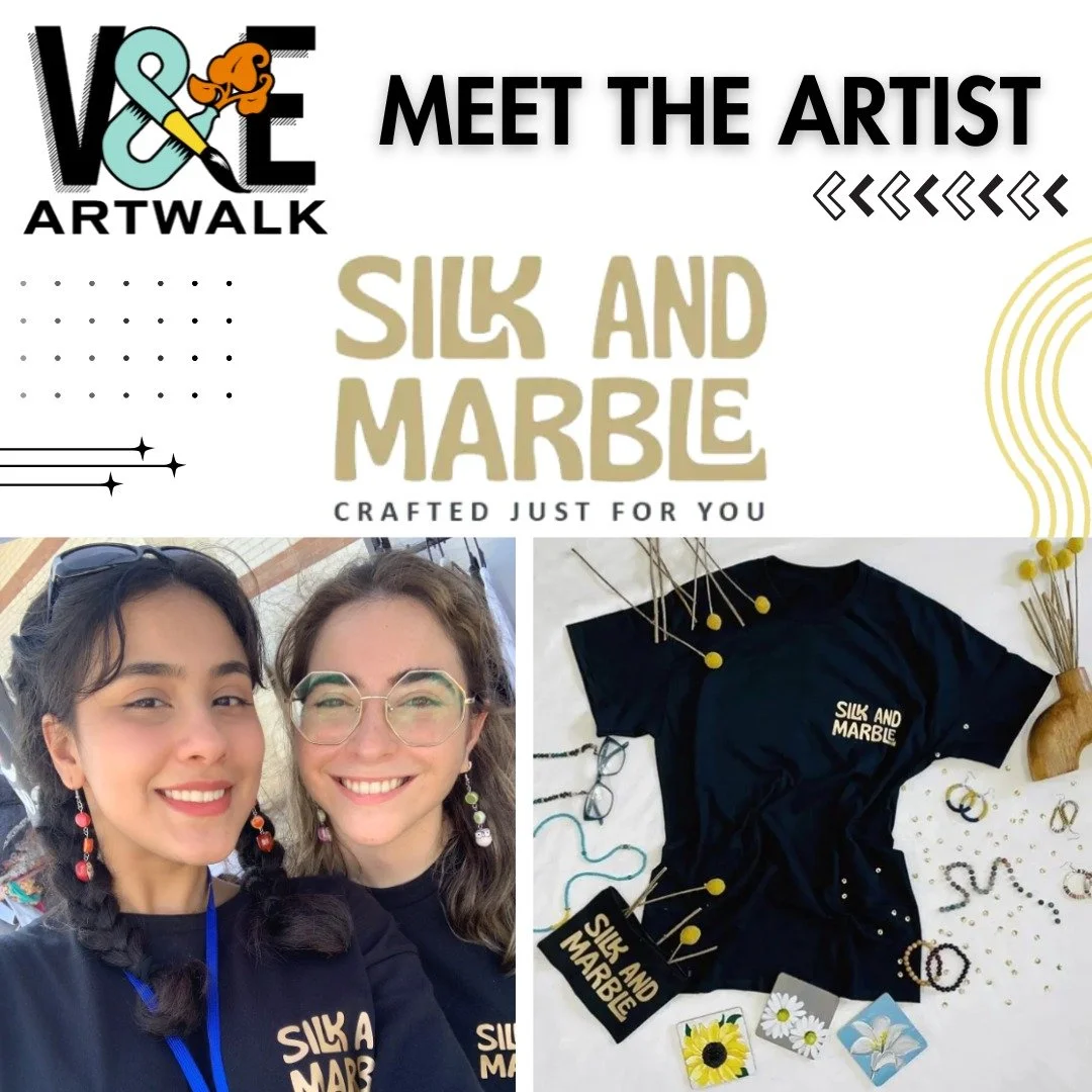 🎨 Meet the Artist: Silk and Marble 
We&rsquo;re excited to welcome Silk and Marble to this year&rsquo;s V&amp;E Greenline Artwalk! Their creations range from vibrant canvas paintings to hand-painted wooden trays, earrings, resin coasters, and cerami