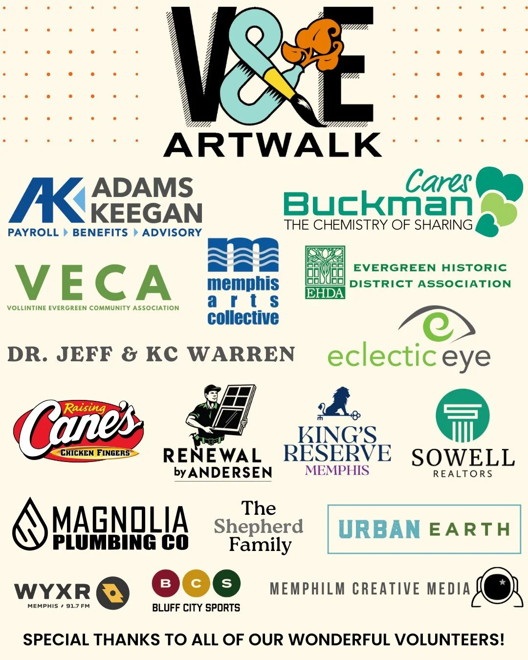 🎨 Thank You to Our Amazing Community Sponsors! 🌿

As we gear up for Artwalk 2025 at the Kirby Station grounds on October 11, we want to pause and send a huge THANK YOU to the incredible organizations &amp; individuals who help make this event possi