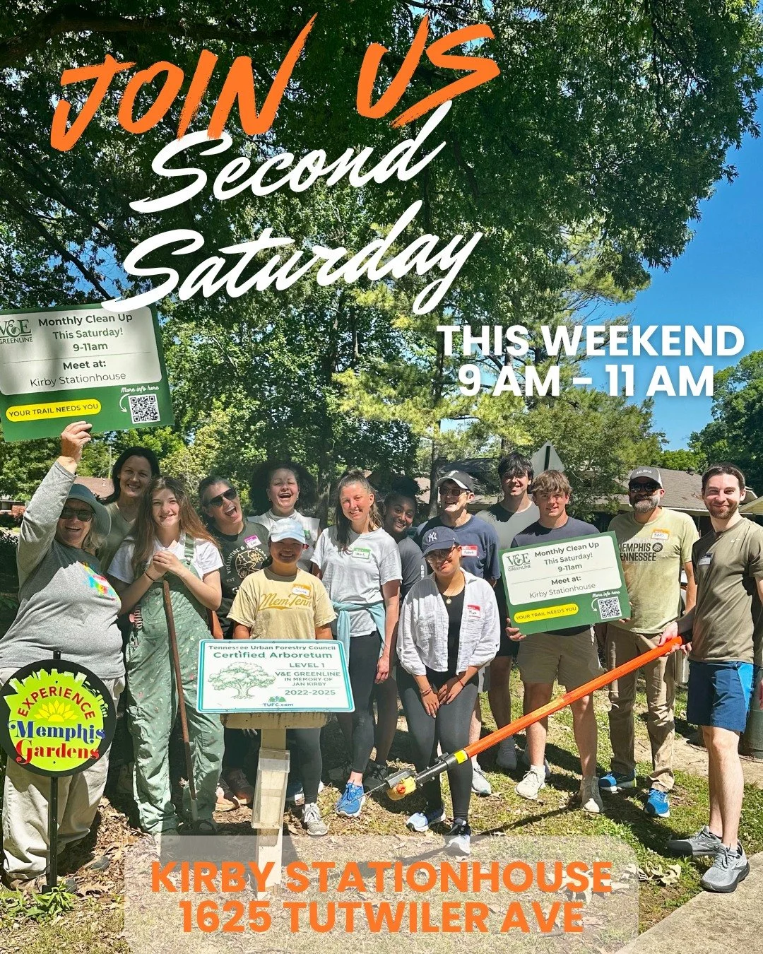 Join us for our monthly Second Saturday Volunteer Day *THIS WEEKEND* from 9-11 am at Kirby Stationhouse ✨ 
We will meet for FREE donuts &amp; then work on the trail for some much needed maintenance. Sign up to volunteer using link in bio 🔗