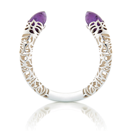 Amethyst and silver bangle