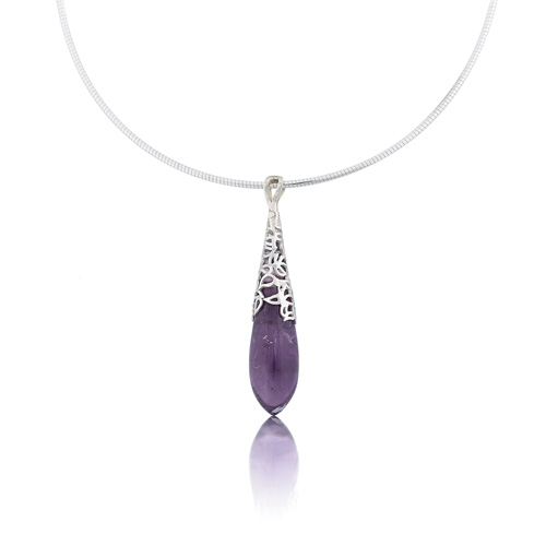 Amethyst and silver pendant