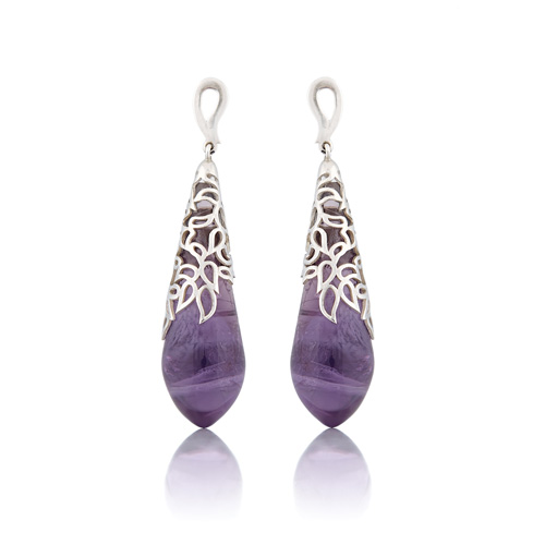 Amethyst and silver drop earrings