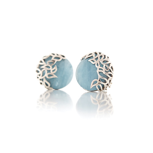 Aquamarine and silver stud earrings