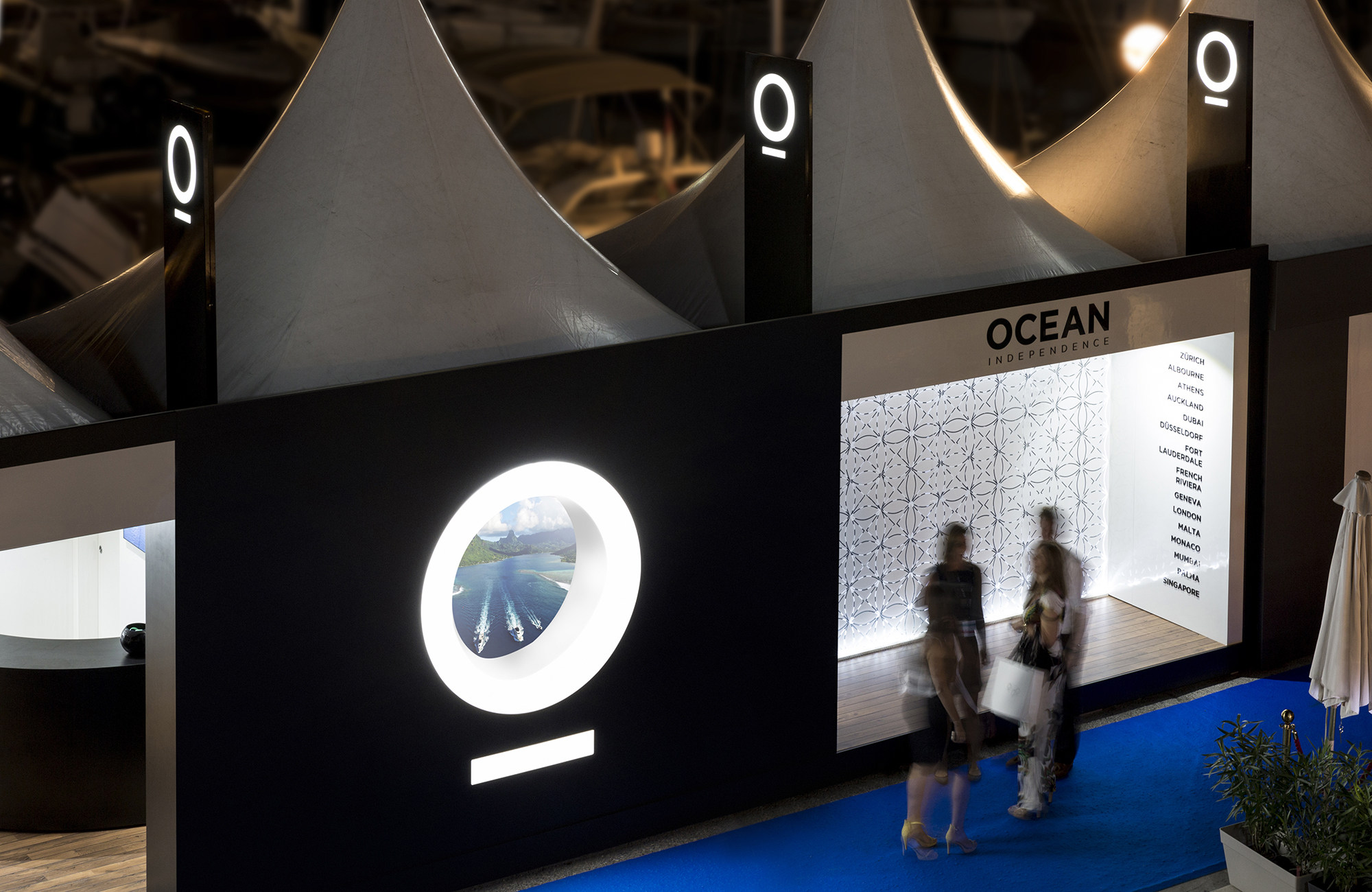 The night time experience for Ocean Independence at Monaco Yacht Show 2016, photographed by Big Dog Productions.