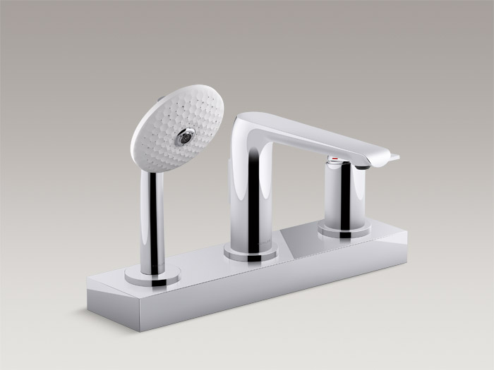 Deck-mount bath faucet trim with handshower K97360T-4