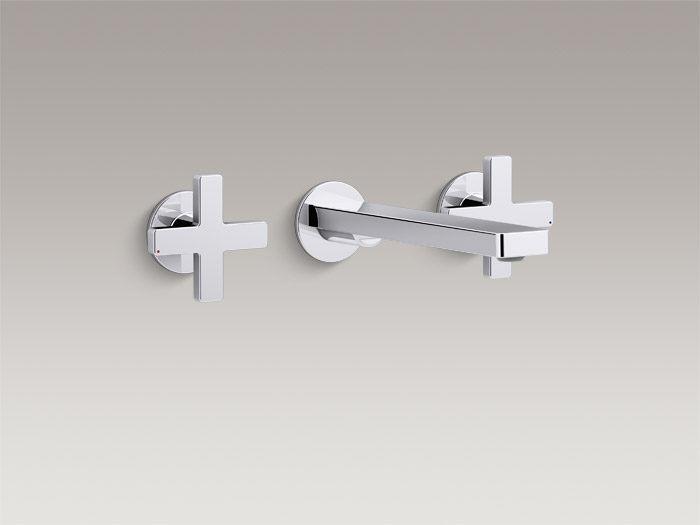 Wall-mount bathroom sink faucet with cross handles K-73067-3