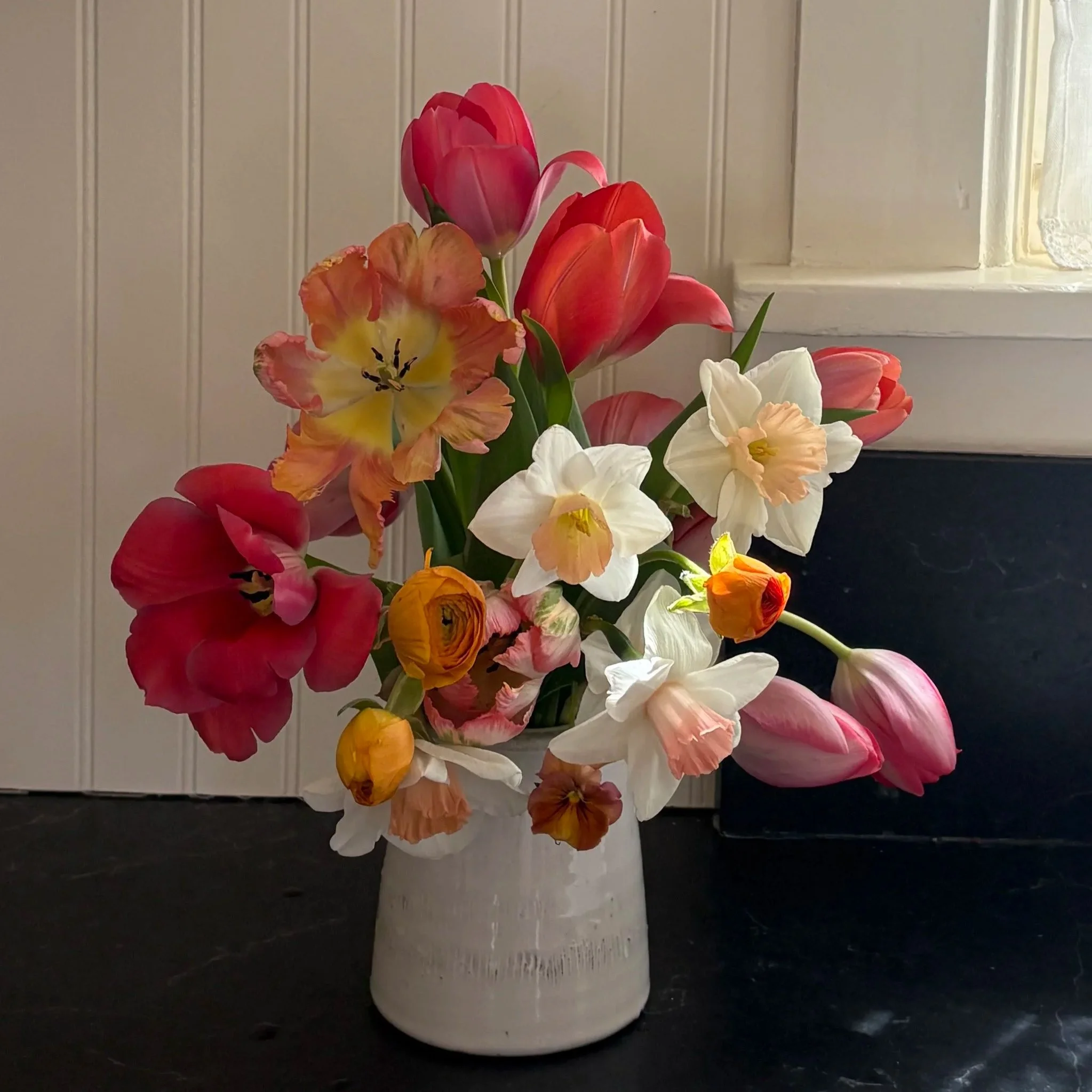Small Ceramic Vase of Spring Blooms
