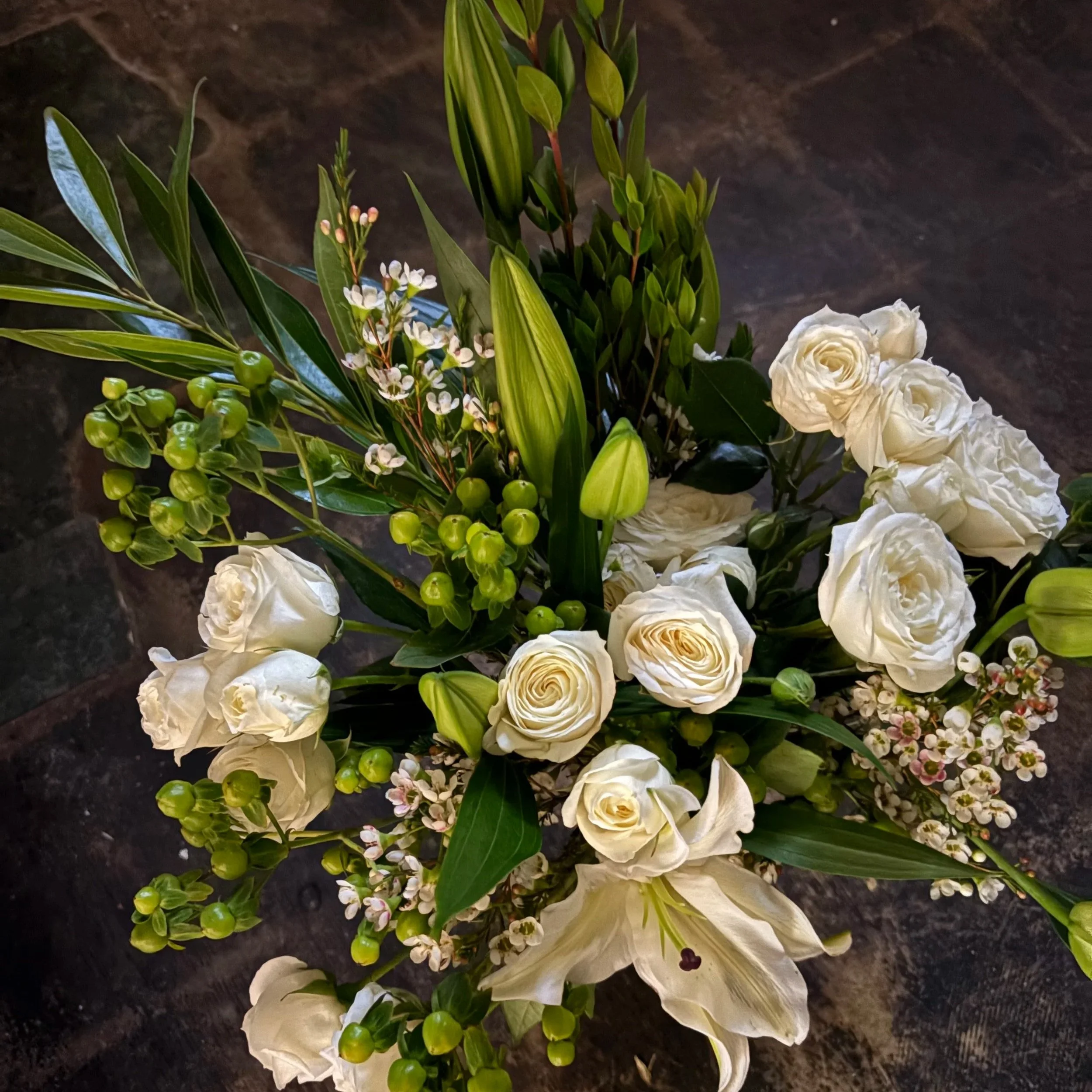 Elegant White and Green Bouquet