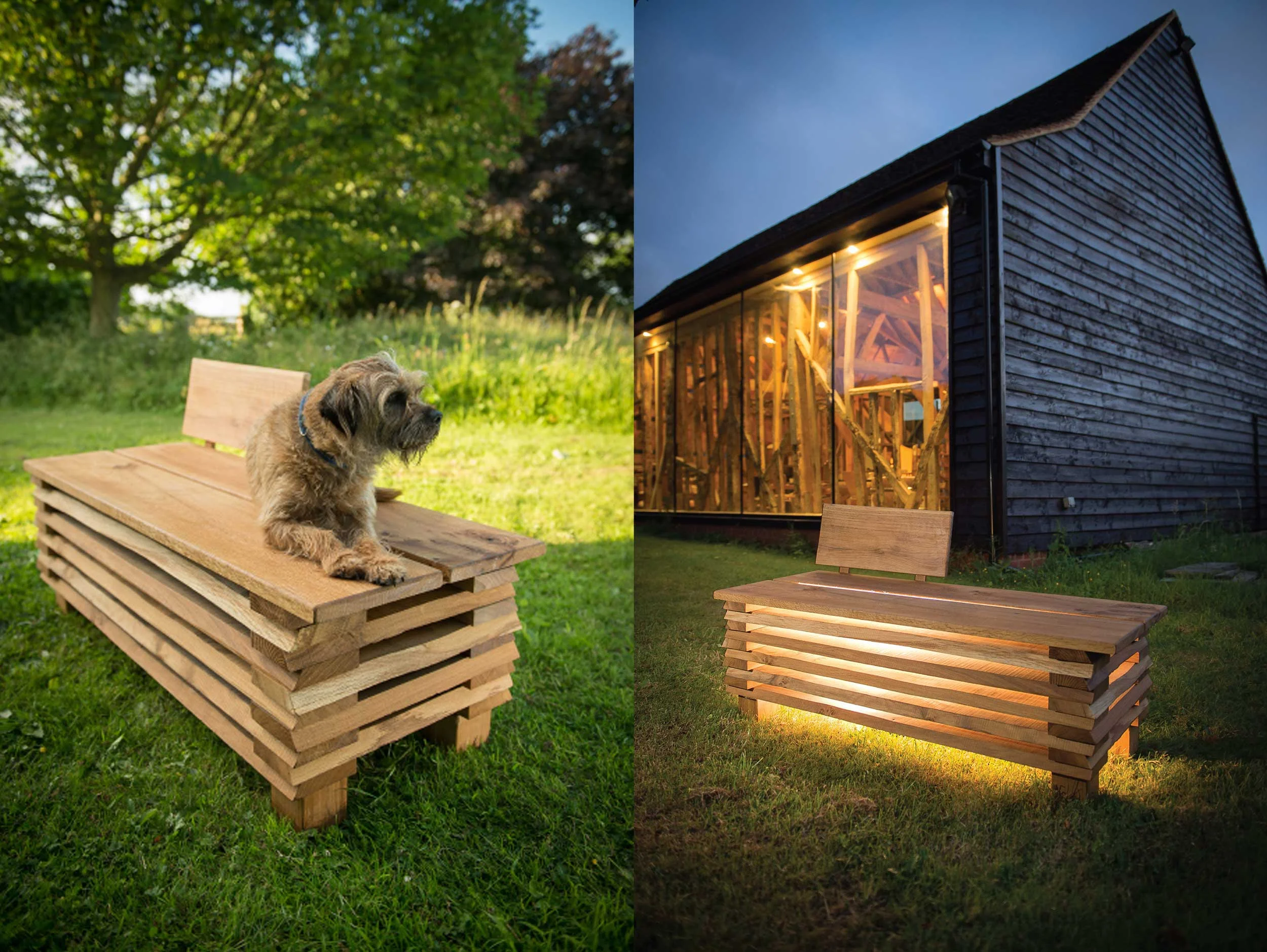 Oak Slat Bench