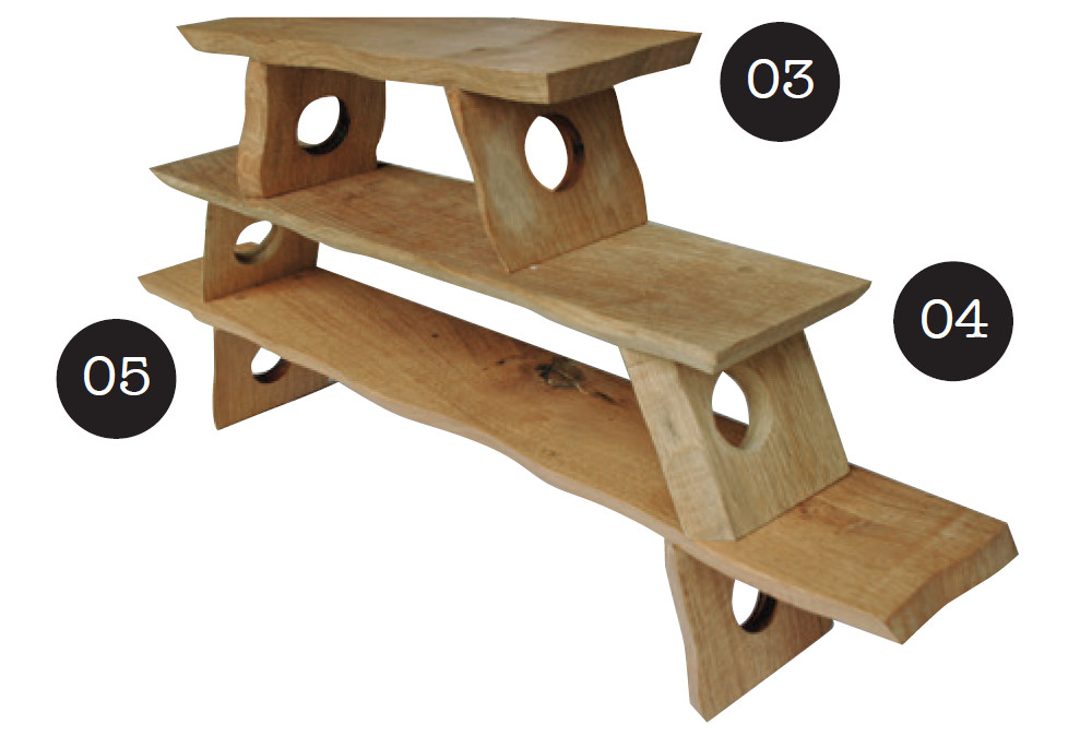 Table top tables {03} Short - 50cm x 16cm x 15cm {04} Med - 75cm x 16cm x 15cm {05} Long - 100 x 16cm x 15cm