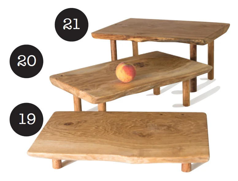 Display tables 30cm x 22cm {19} Low 5cm high {20} Med 12cm high {21} Tall 20cm high