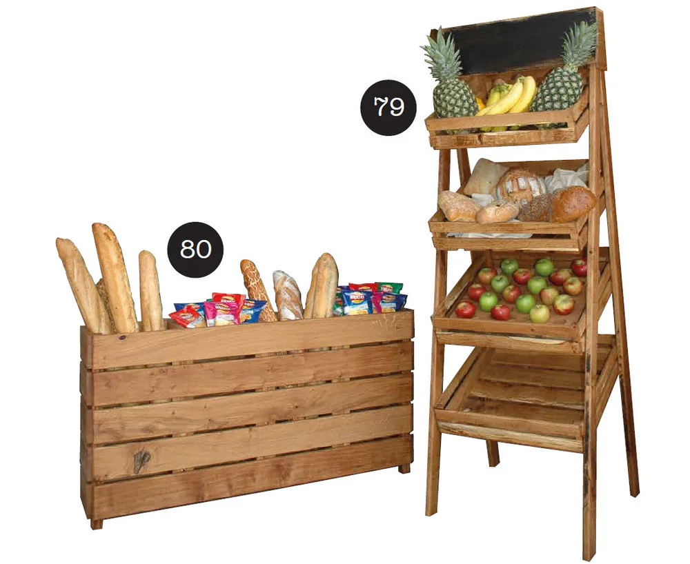 {79} Crate stack (4) 65cm x 55cm x 170cm high {80} Crisp box with flexible shelving 120cm x 65cm x 23 cm