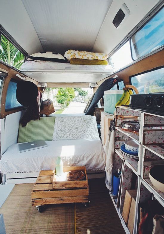 Having enough spots for storage is an important element to living out of your bus.