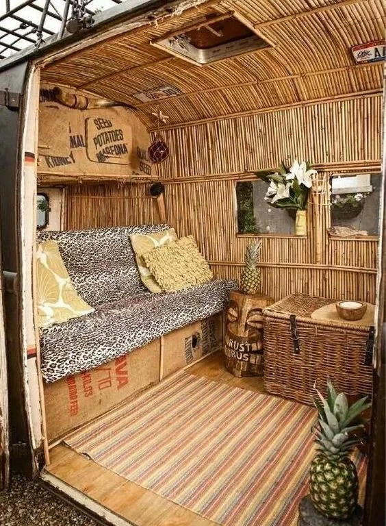 This bus serves as a true tiki bar! Mai Tais anyone?
