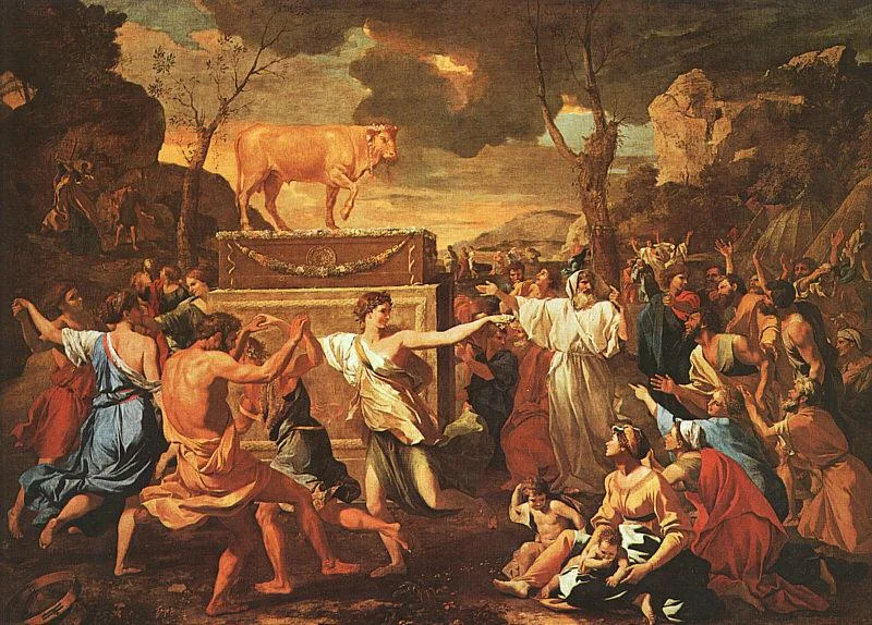 The Adoration of the Golden Calf by Nicolas Poussin (1634)