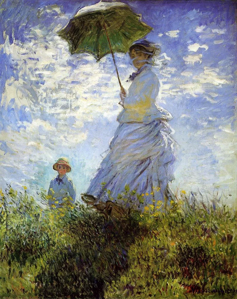 Woman with a Parasol - Madame Monet and Her Son by Claude Monet (1875)