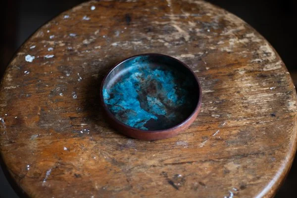 Small Round [Nebula] Leather Tray