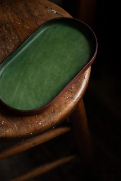 Oval [Green] Leather Tray