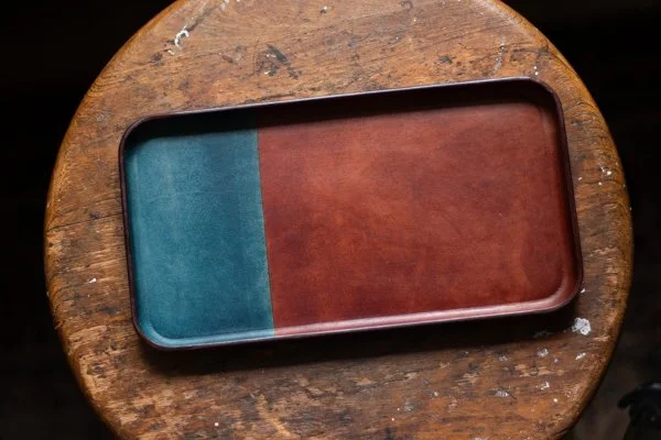 Rectangular [Blue/Brown] Leather Tray