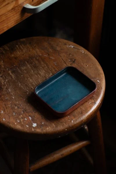Small Rectangular [Dark Blue] Leather Tray