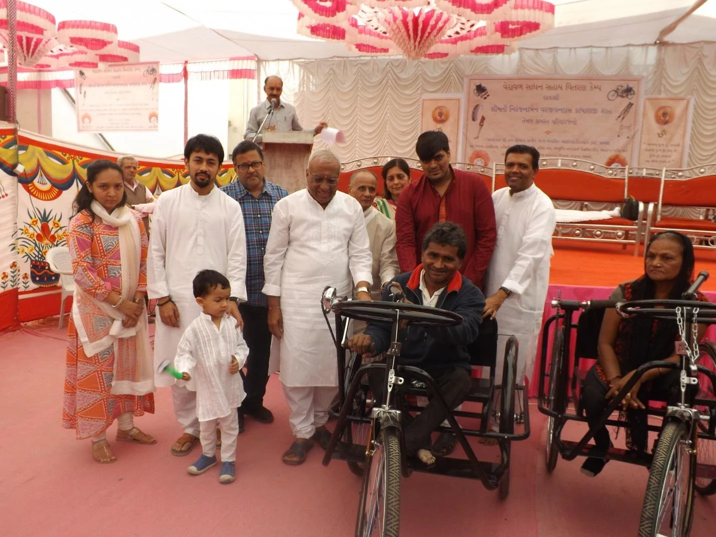 Three aid and equipment Support Camps for the disabled in Verawal, Thara and Dhanera